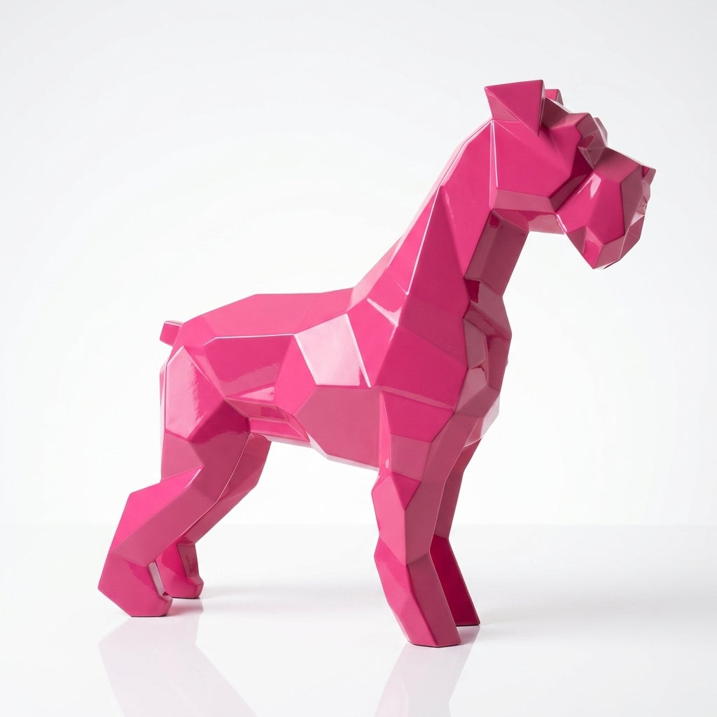 Grande Sculpture Chien Schnauzer Facette - Sculpture Origami