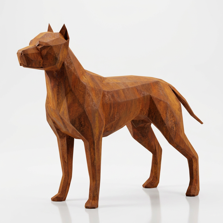 Grande Sculpture Chien de Garde Facettée - Sculpture Origami
