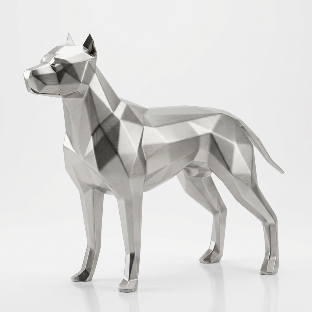 Grande Sculpture Chien de Garde Facettée - Sculpture Origami