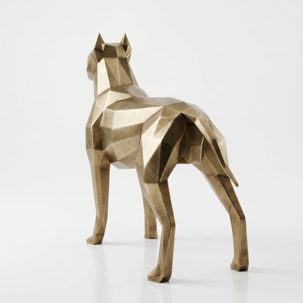 Grande Sculpture Chien de Garde Facettée - Sculpture Origami