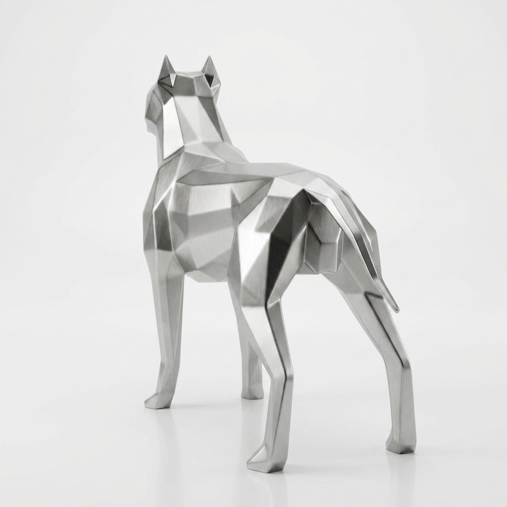 Grande Sculpture Chien de Garde Facettée - Sculpture Origami