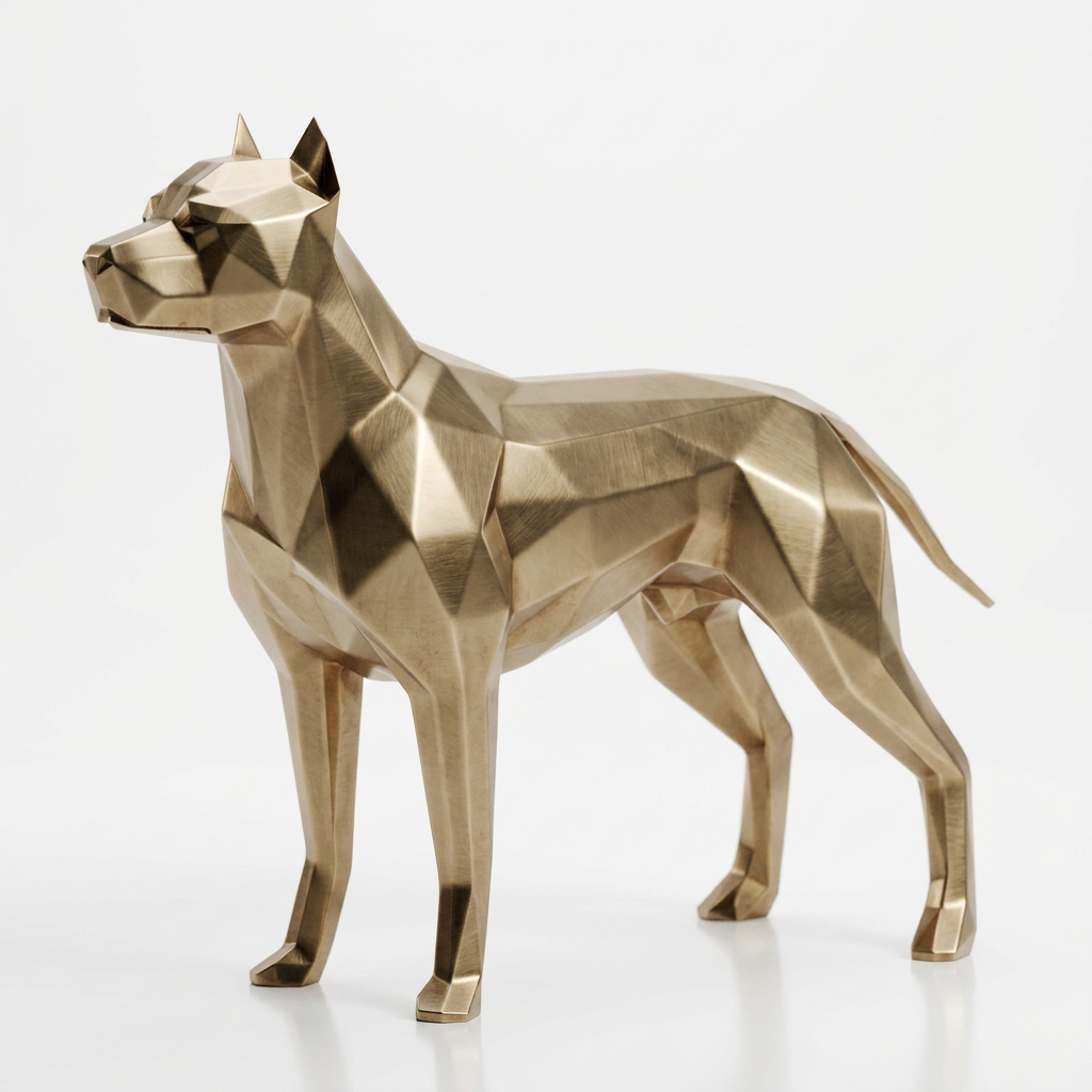 Grande Sculpture Chien de Garde Facettée - Sculpture Origami