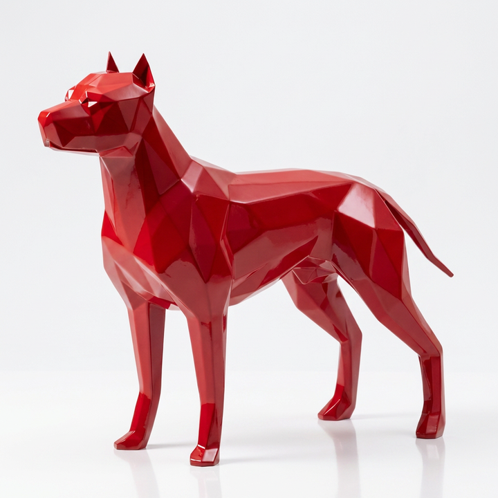 Grande Sculpture Chien de Garde Facettée - Sculpture Origami