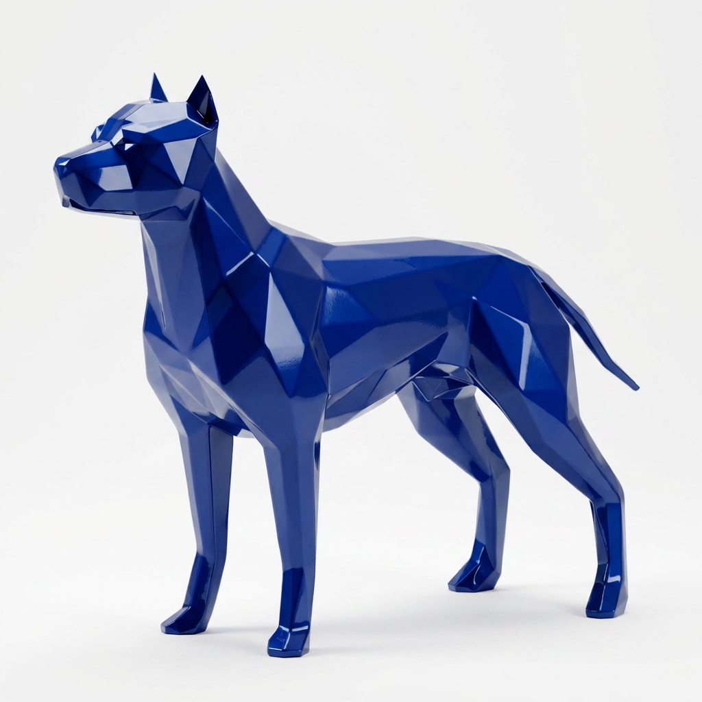 Grande Sculpture Chien de Garde Facettée - Sculpture Origami