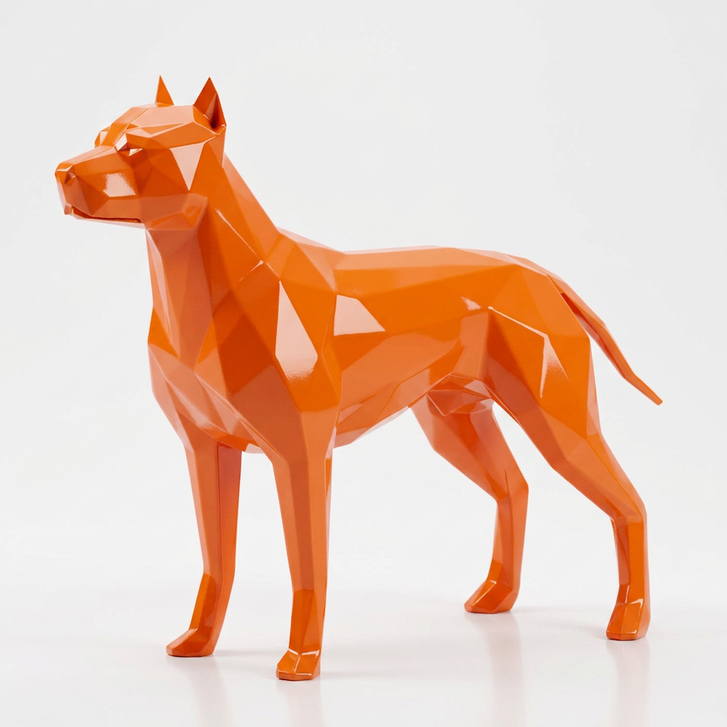 Grande Sculpture Chien de Garde Facettée - Sculpture Origami