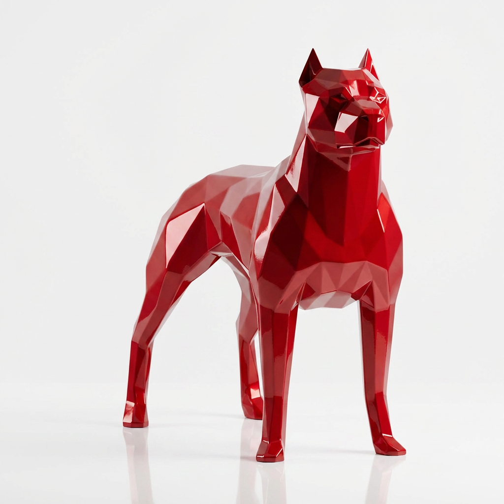Grande Sculpture Chien de Garde Facettée - Sculpture Origami