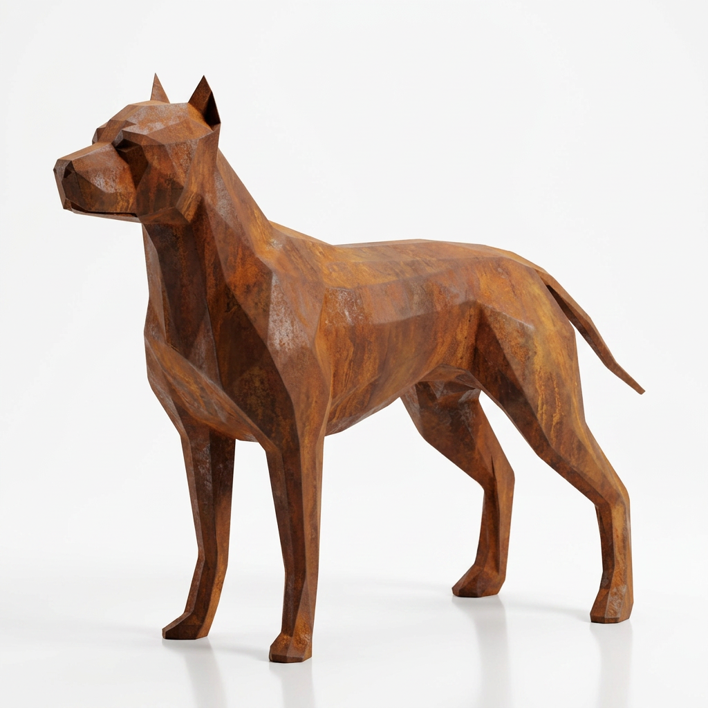 Grande Sculpture Chien de Garde Facettée - Sculpture Origami