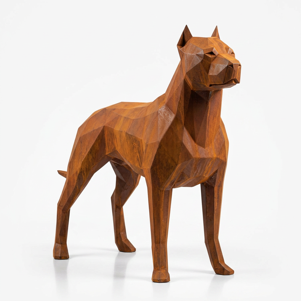 Grande Sculpture Chien de Garde Facettée - Sculpture Origami