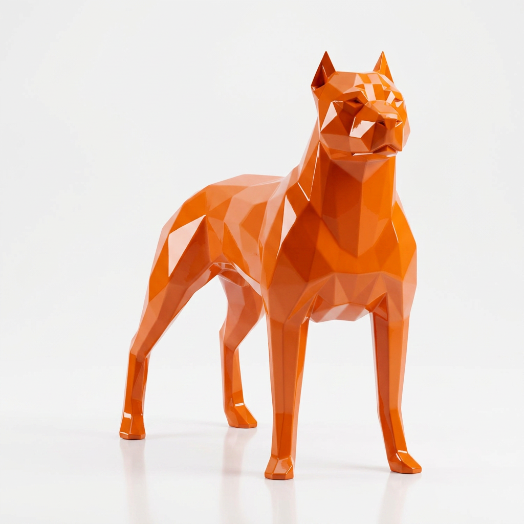 Grande Sculpture Chien de Garde Facettée - Sculpture Origami