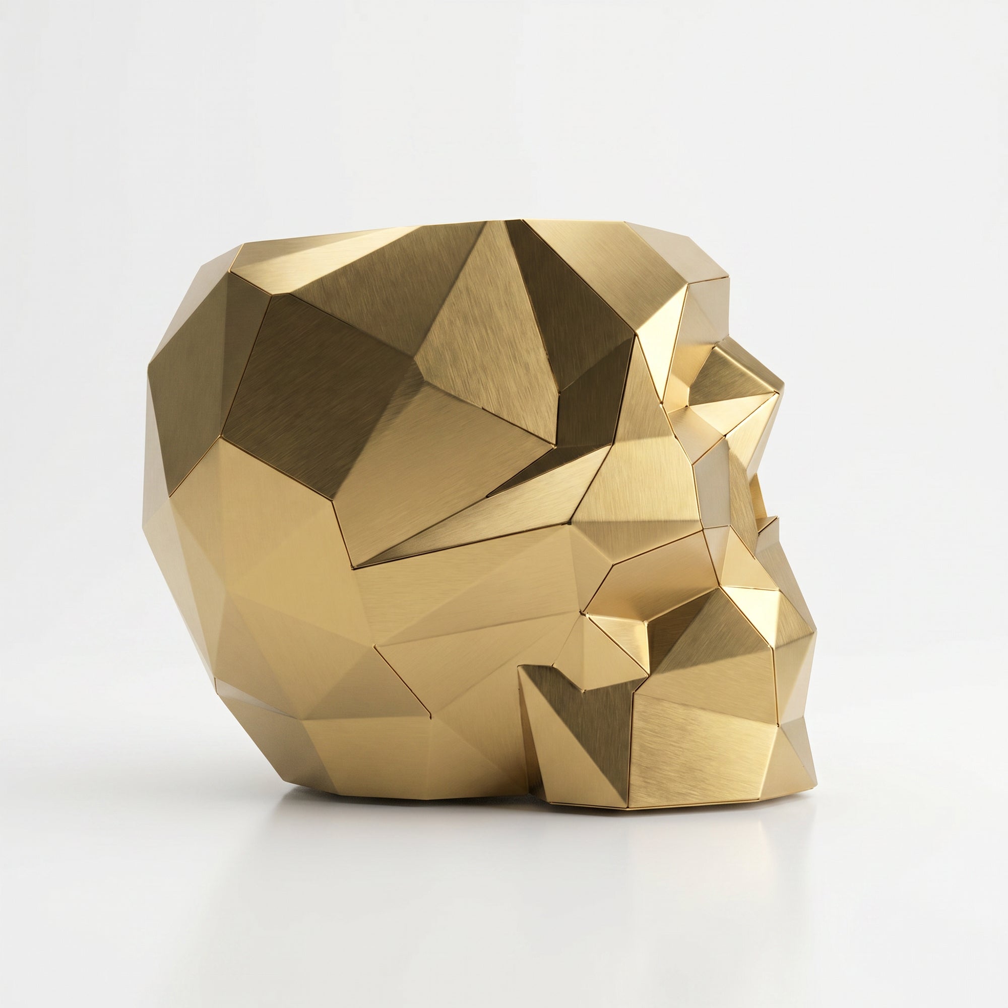 Sculpture pot de fleurs en forme de crâne facetté design. - Sculpture Origami