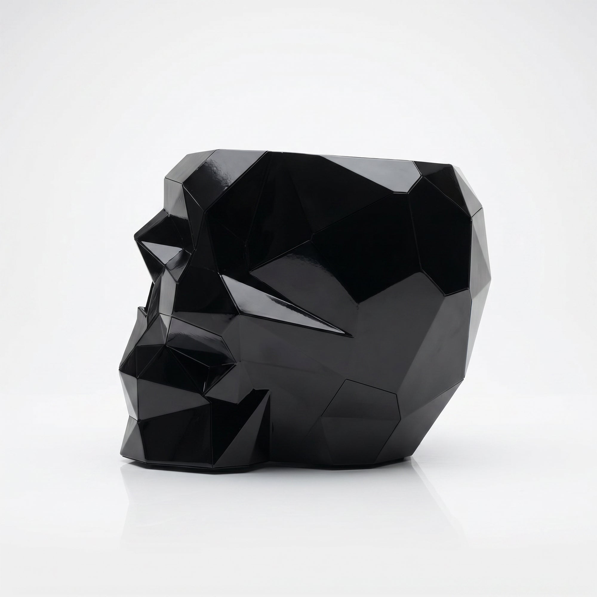 Sculpture pot de fleurs en forme de crâne facetté design. - Sculpture Origami