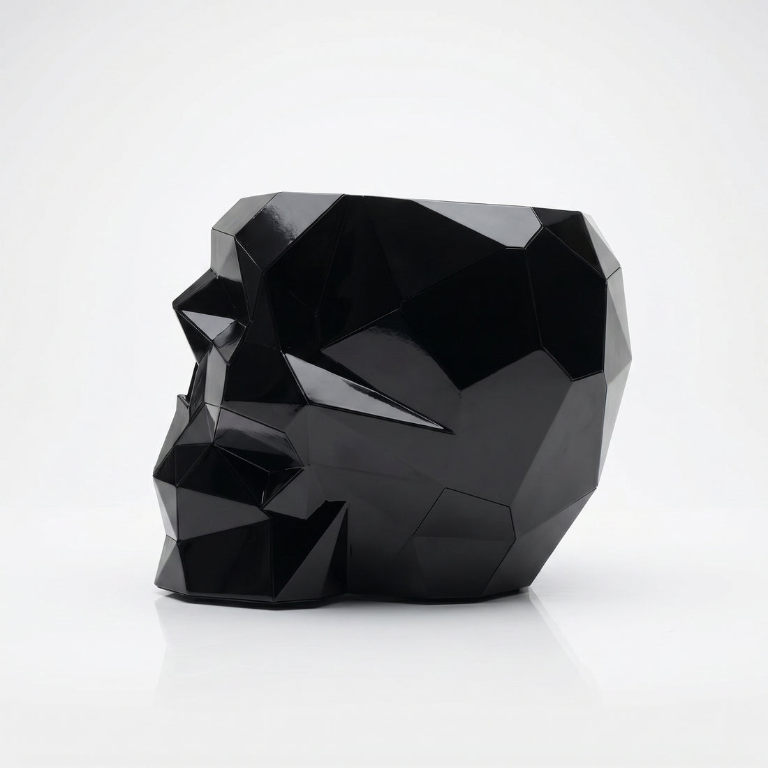 Sculpture pot de fleurs en forme de crâne facetté design. - Sculpture Origami
