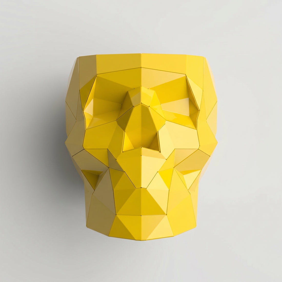 Sculpture pot de fleurs en forme de crâne facetté design. - Sculpture Origami