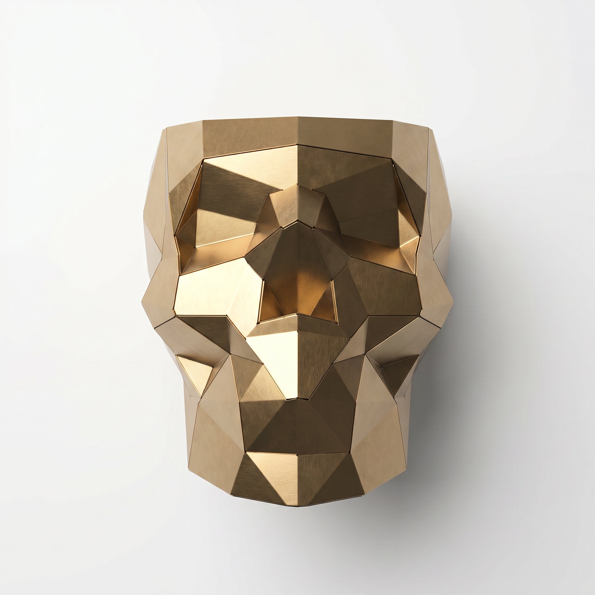 Sculpture pot de fleurs en forme de crâne facetté design. - Sculpture Origami