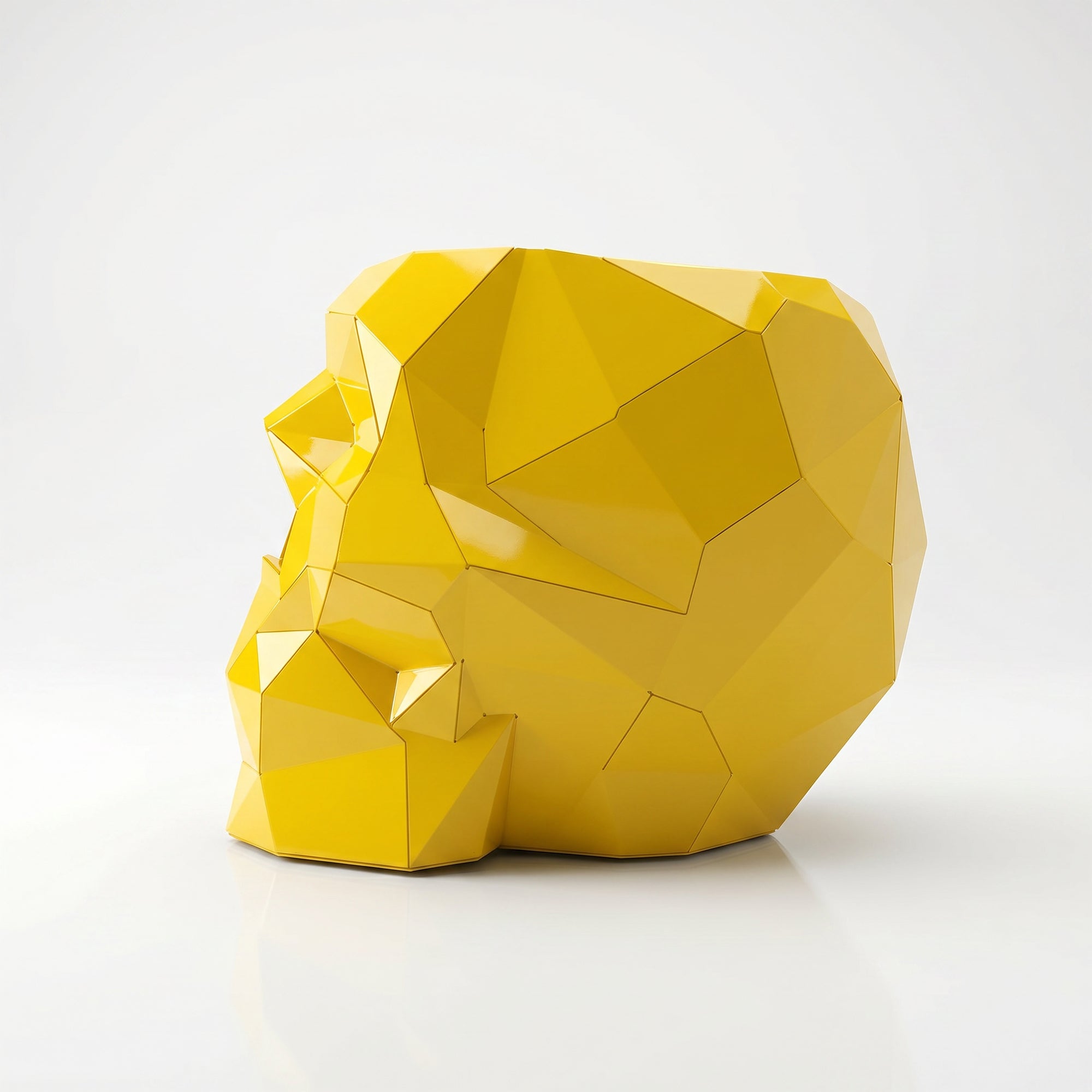 Sculpture pot de fleurs en forme de crâne facetté design. - Sculpture Origami