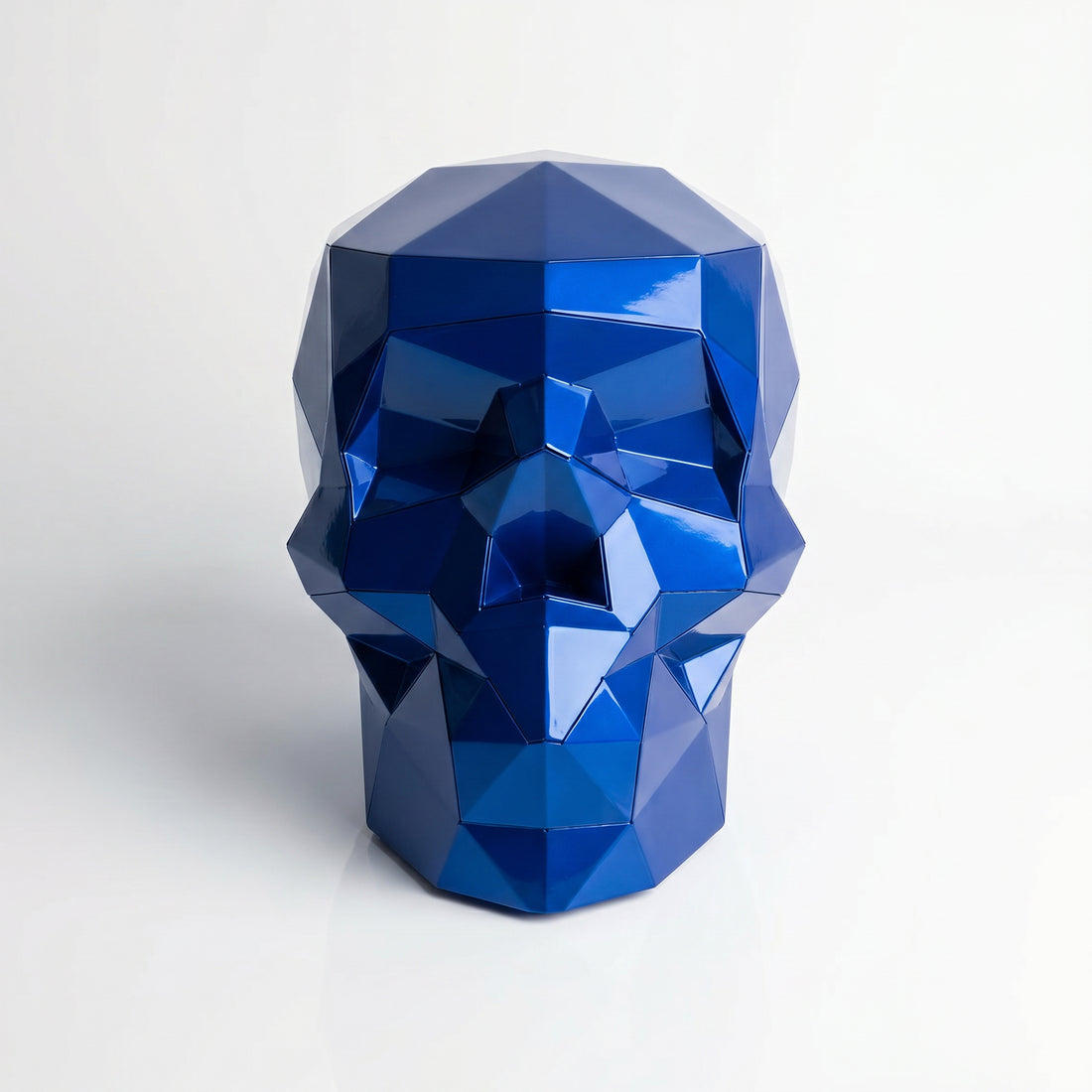 Sculpture pot de fleurs en forme de crâne facetté design. - Sculpture Origami