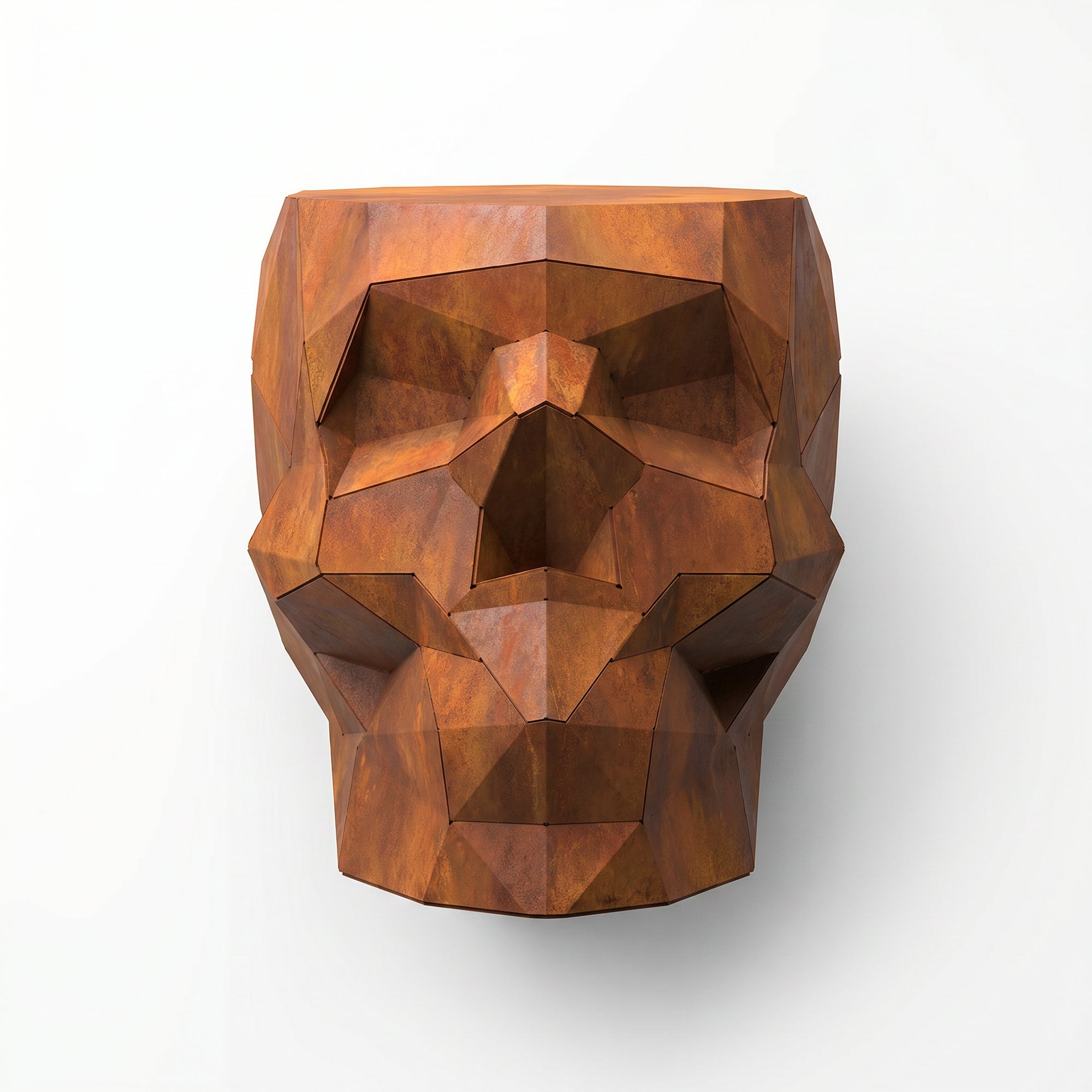 Sculpture pot de fleurs en forme de crâne facetté design. - Sculpture Origami