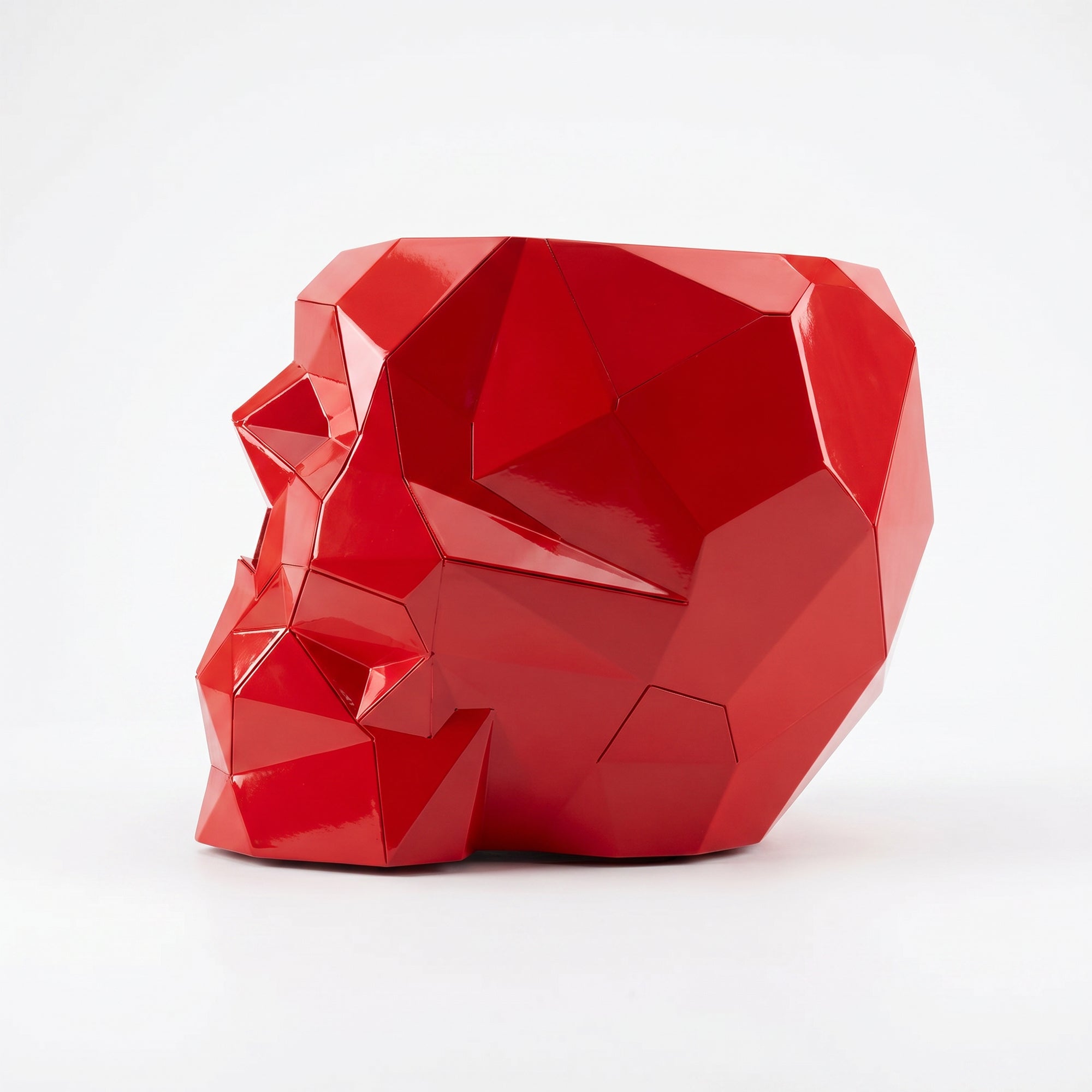 Sculpture pot de fleurs en forme de crâne facetté design. - Sculpture Origami