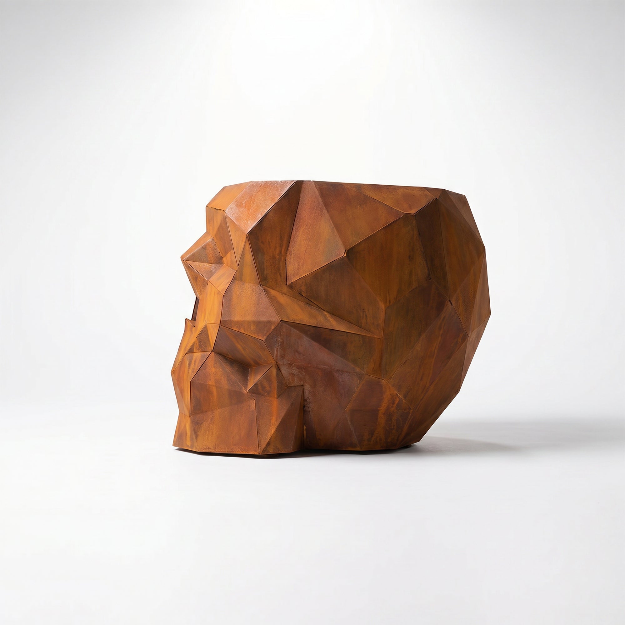 Sculpture pot de fleurs en forme de crâne facetté design. - Sculpture Origami