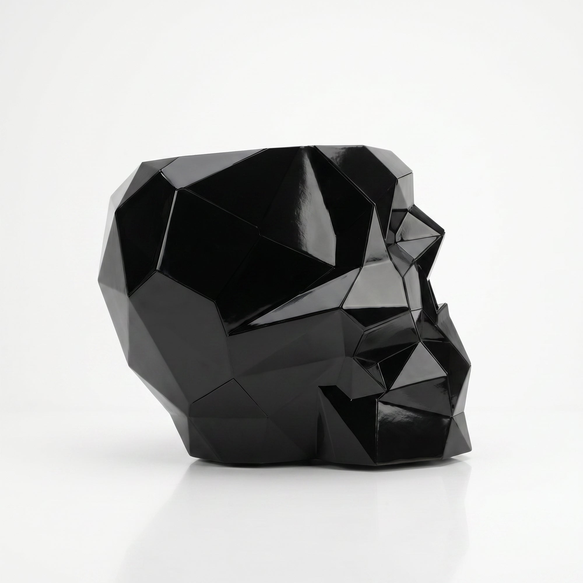 Sculpture pot de fleurs en forme de crâne facetté design. - Sculpture Origami