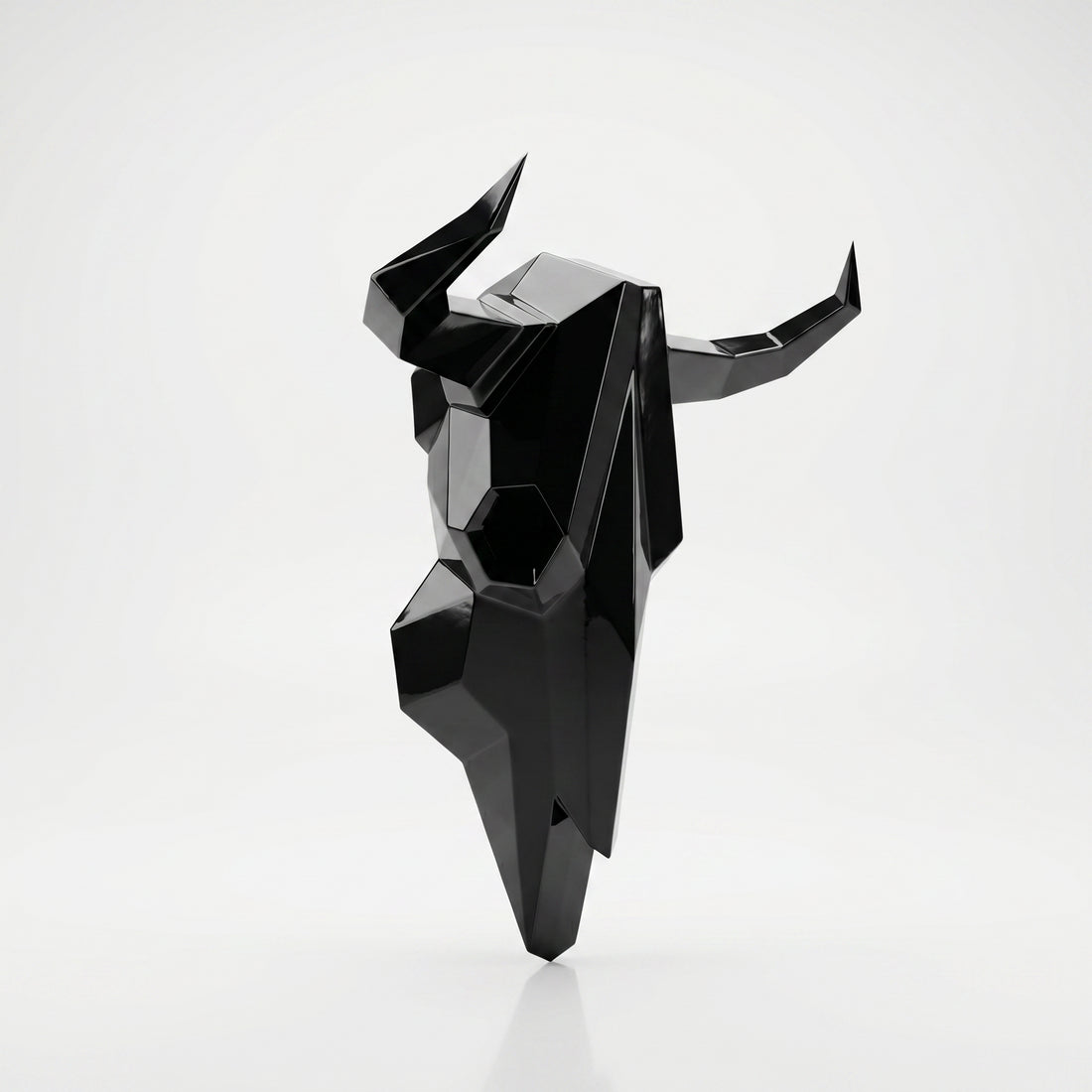 Sculpture Crâne de Bovin Murale Facettée - Sculpture Origami