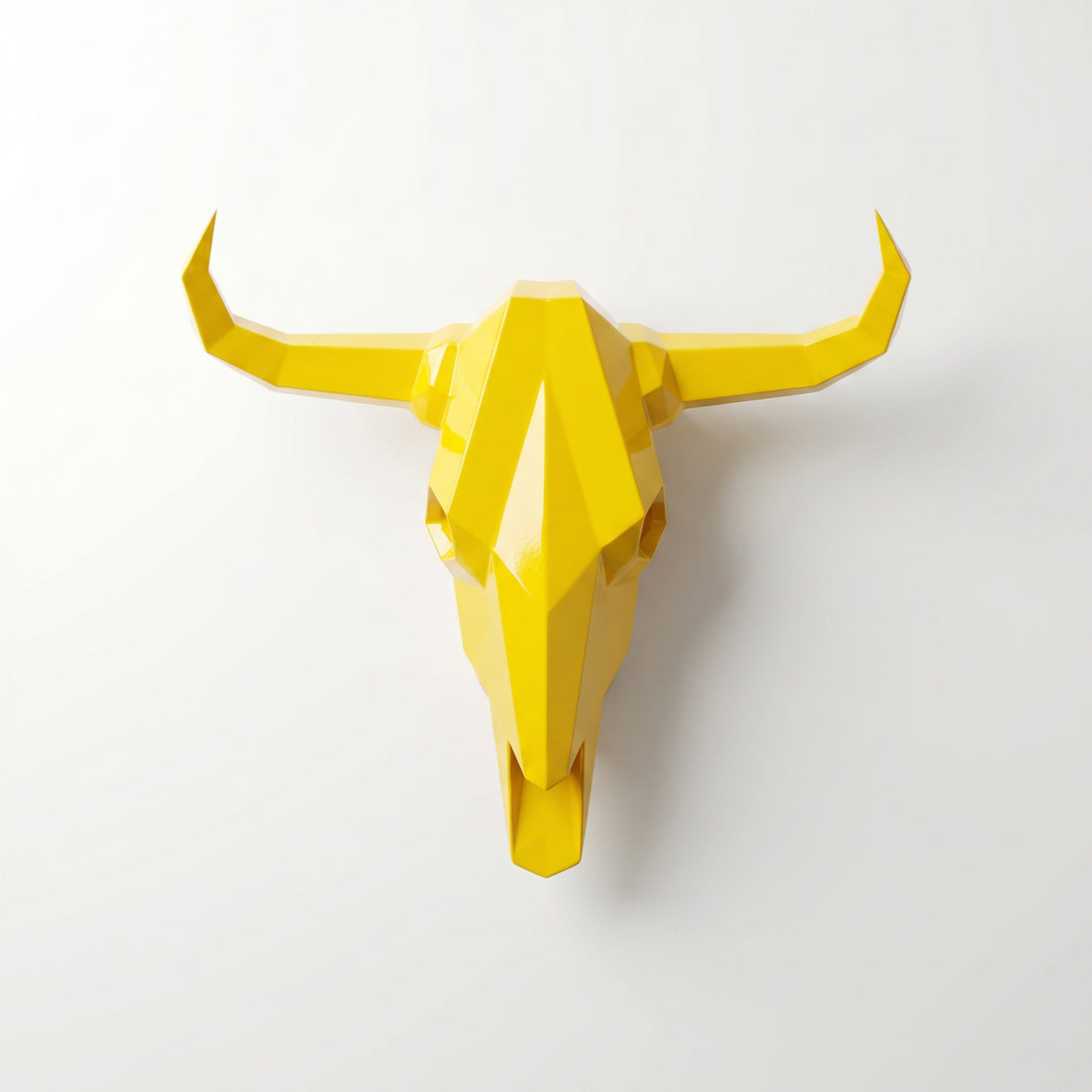 Sculpture Crâne de Bovin Murale Facettée - Sculpture Origami