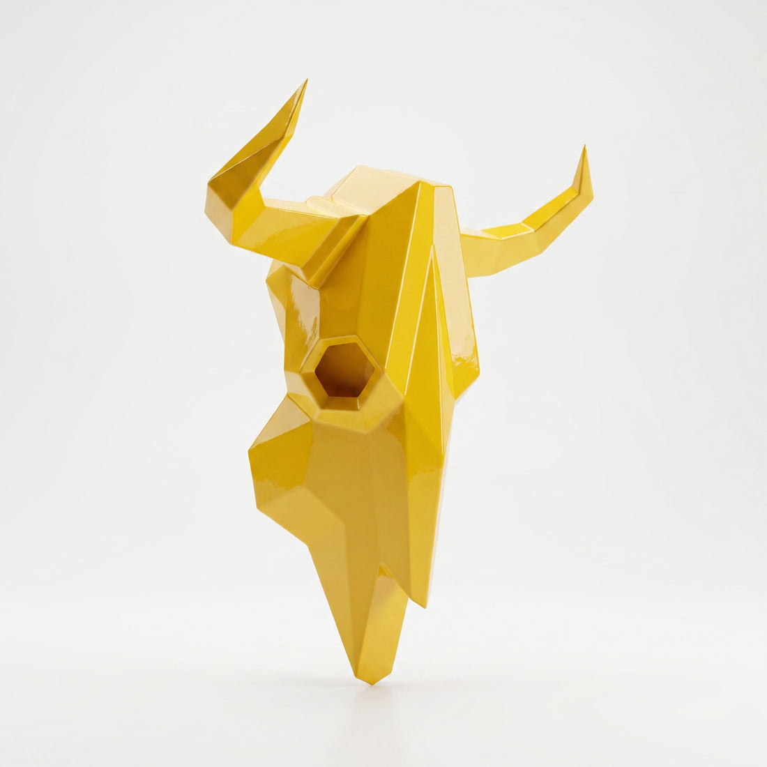 Sculpture Crâne de Bovin Murale Facettée - Sculpture Origami