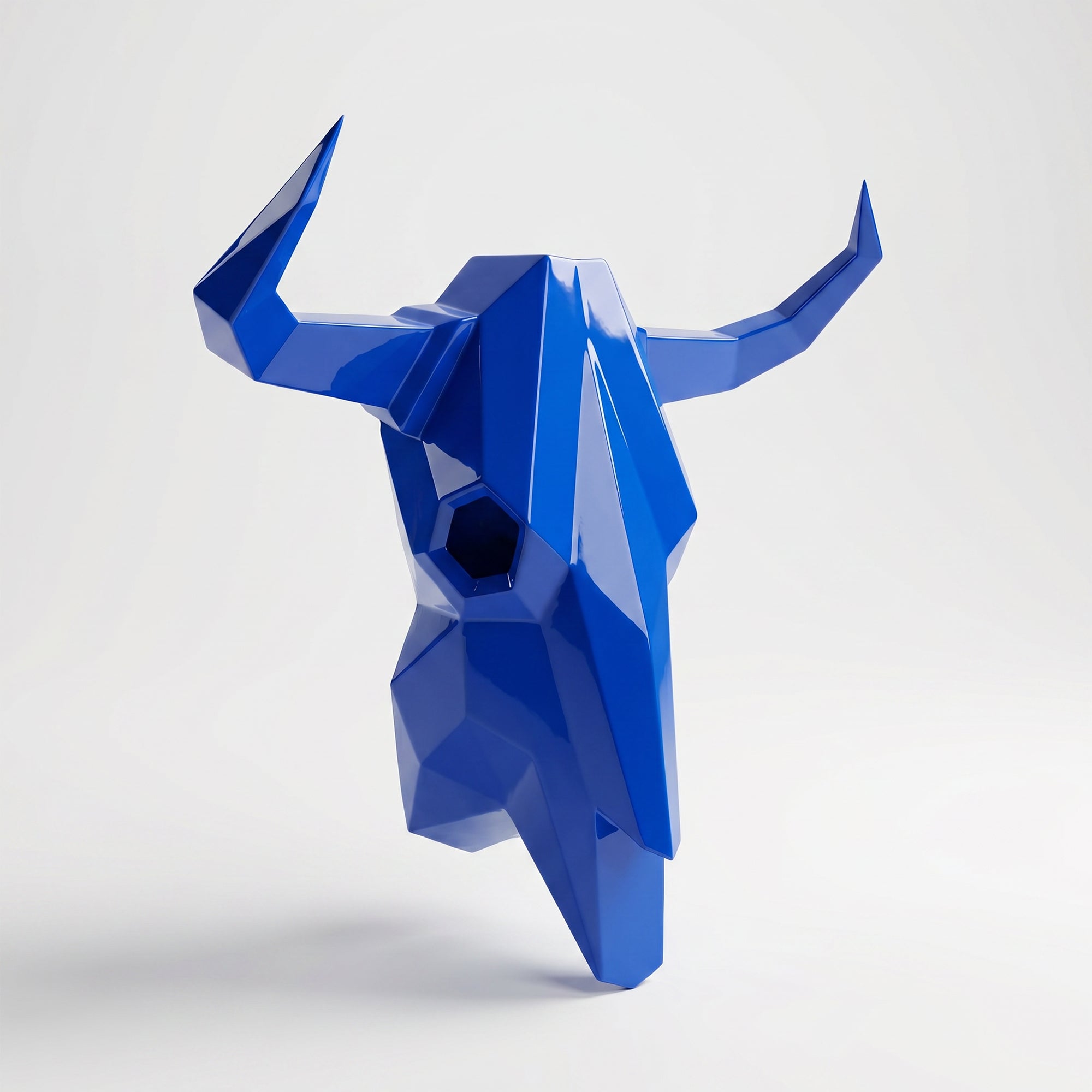 Sculpture Crâne de Bovin Murale Facettée - Sculpture Origami