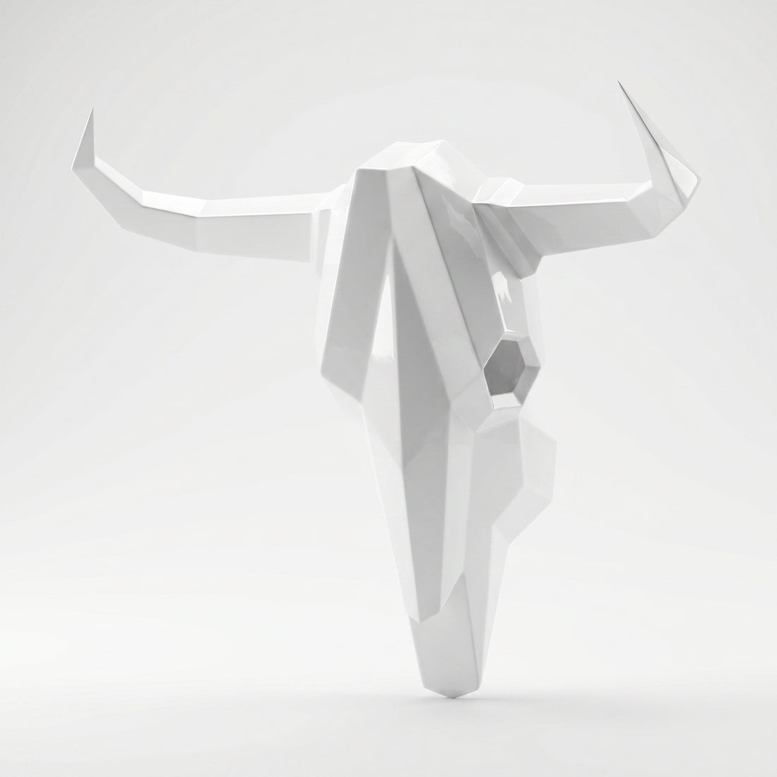 Sculpture Crâne de Bovin Murale Facettée - Sculpture Origami