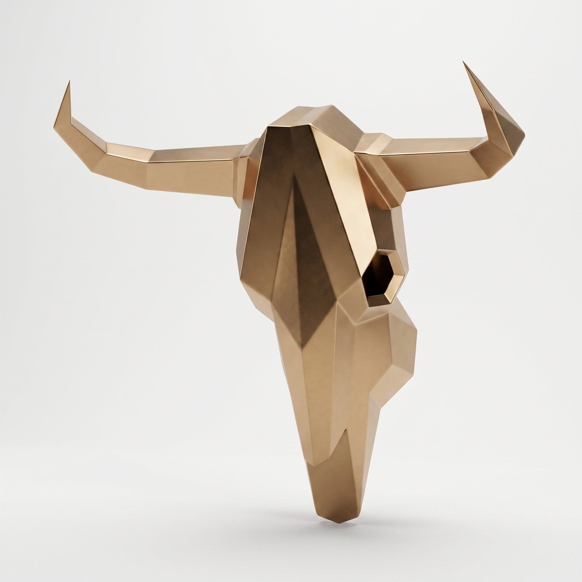 Sculpture Crâne de Bovin Murale Facettée - Sculpture Origami
