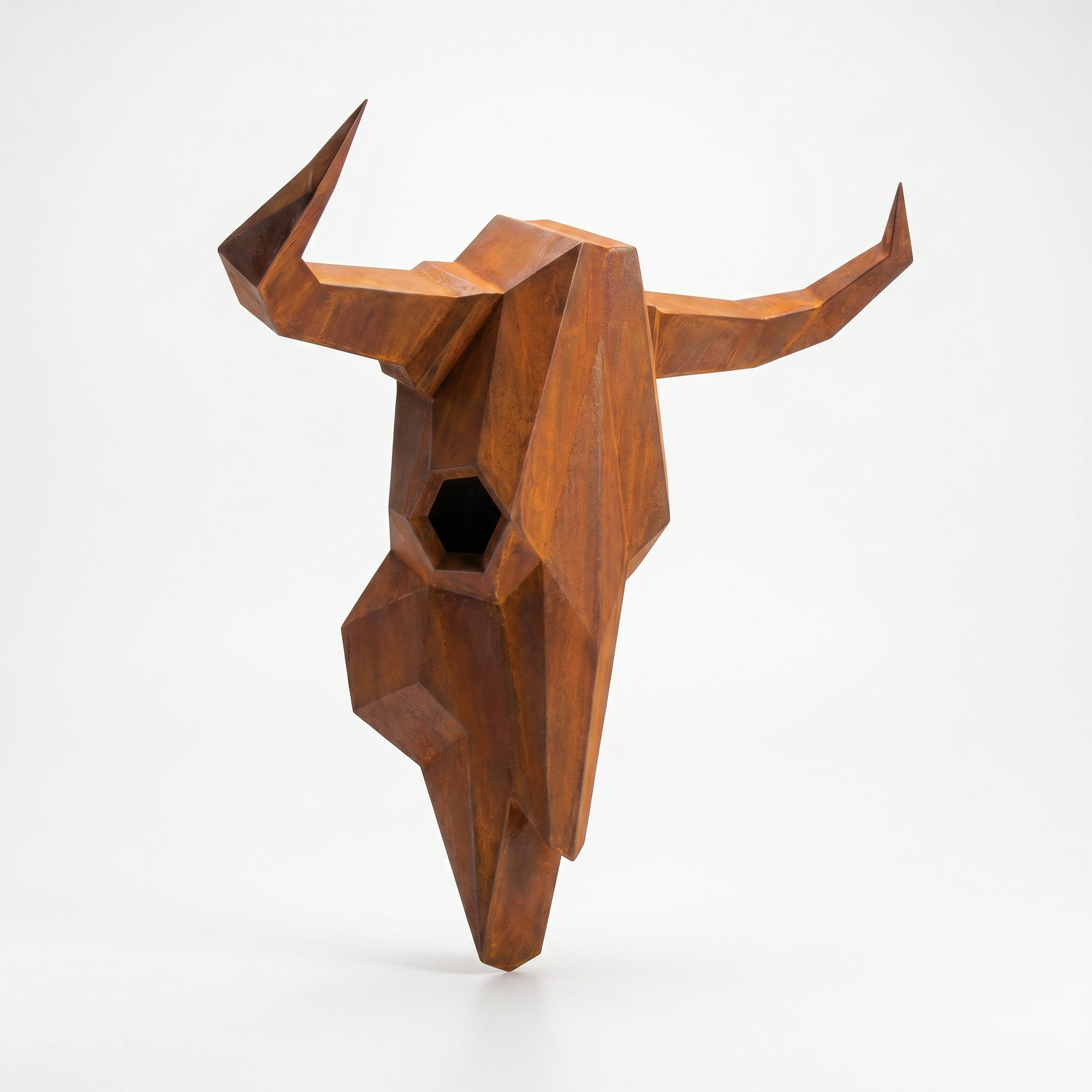 Sculpture Crâne de Bovin Murale Facettée - Sculpture Origami