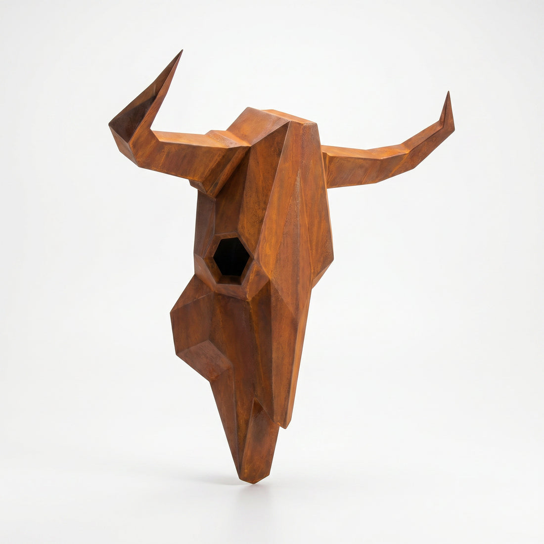 Sculpture Crâne de Bovin Murale Facettée - Sculpture Origami