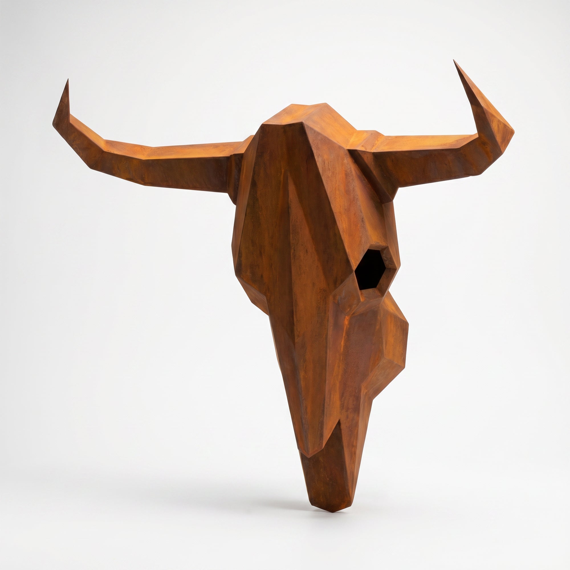 Sculpture Crâne de Bovin Murale Facettée - Sculpture Origami