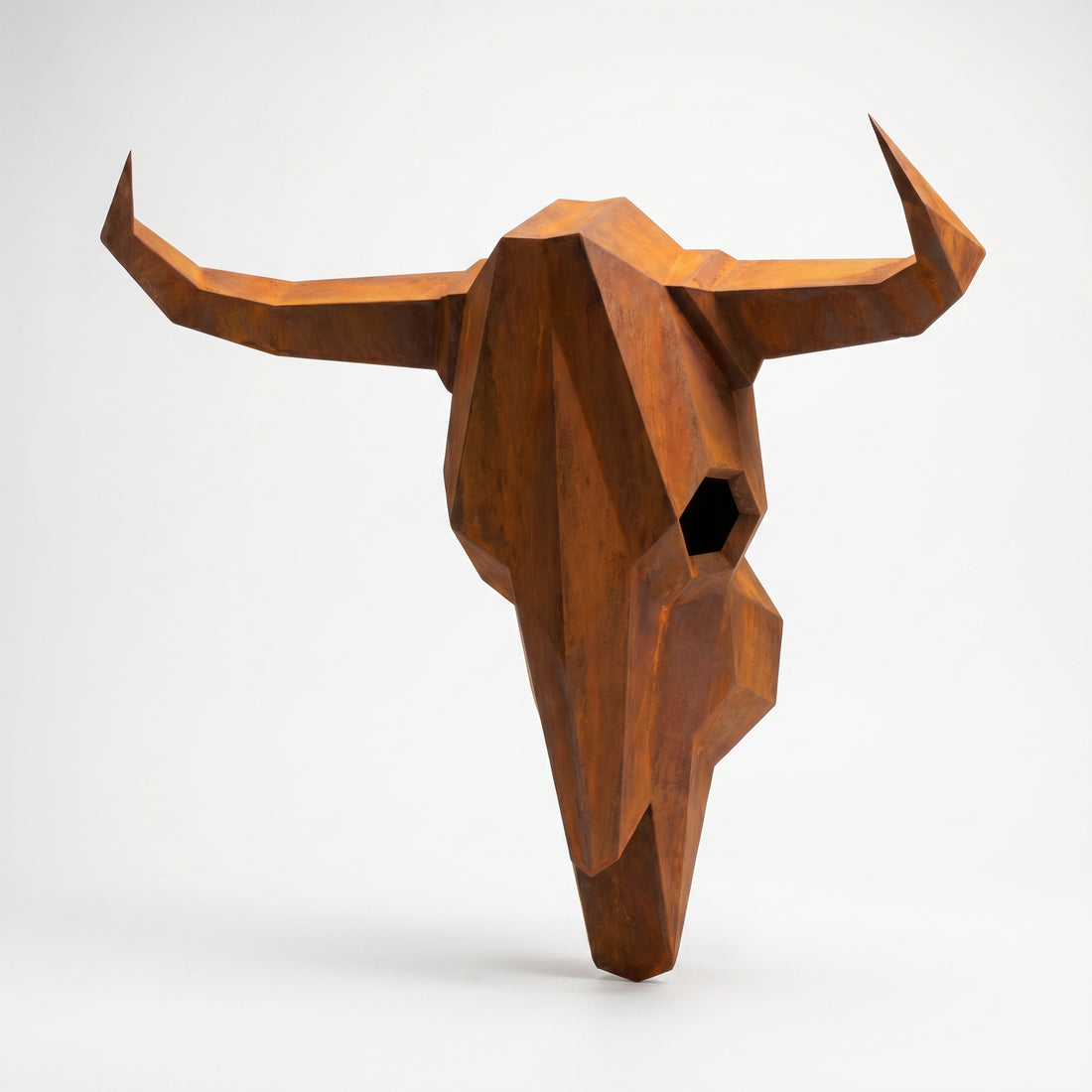 Sculpture Crâne de Bovin Murale Facettée - Sculpture Origami