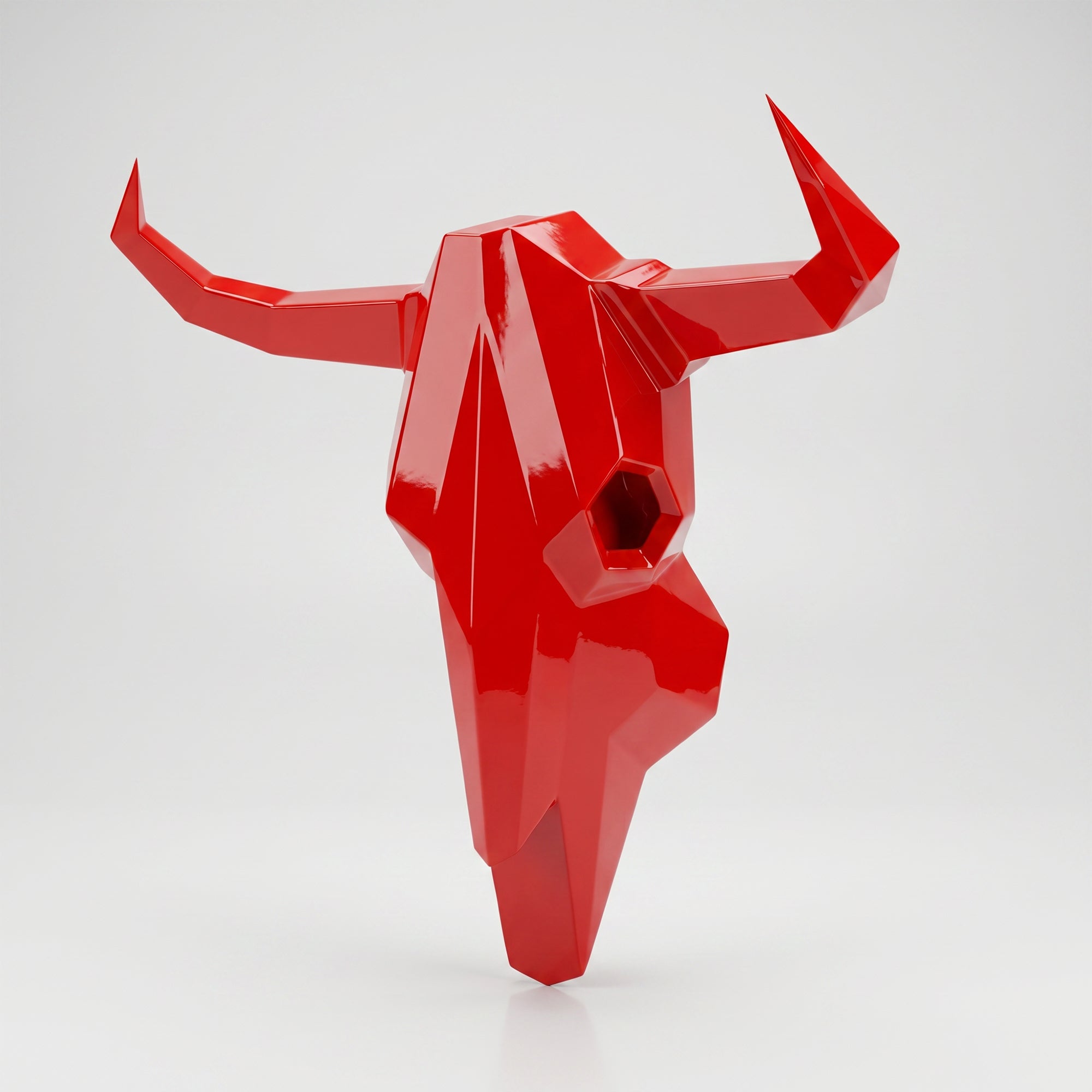 Sculpture Crâne de Bovin Murale Facettée - Sculpture Origami