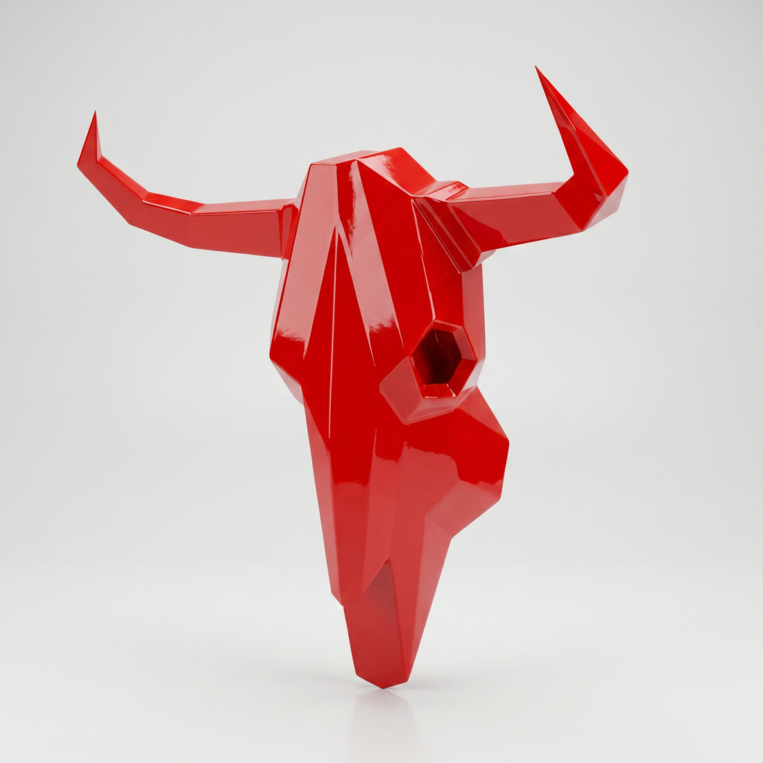 Sculpture Crâne de Bovin Murale Facettée - Sculpture Origami