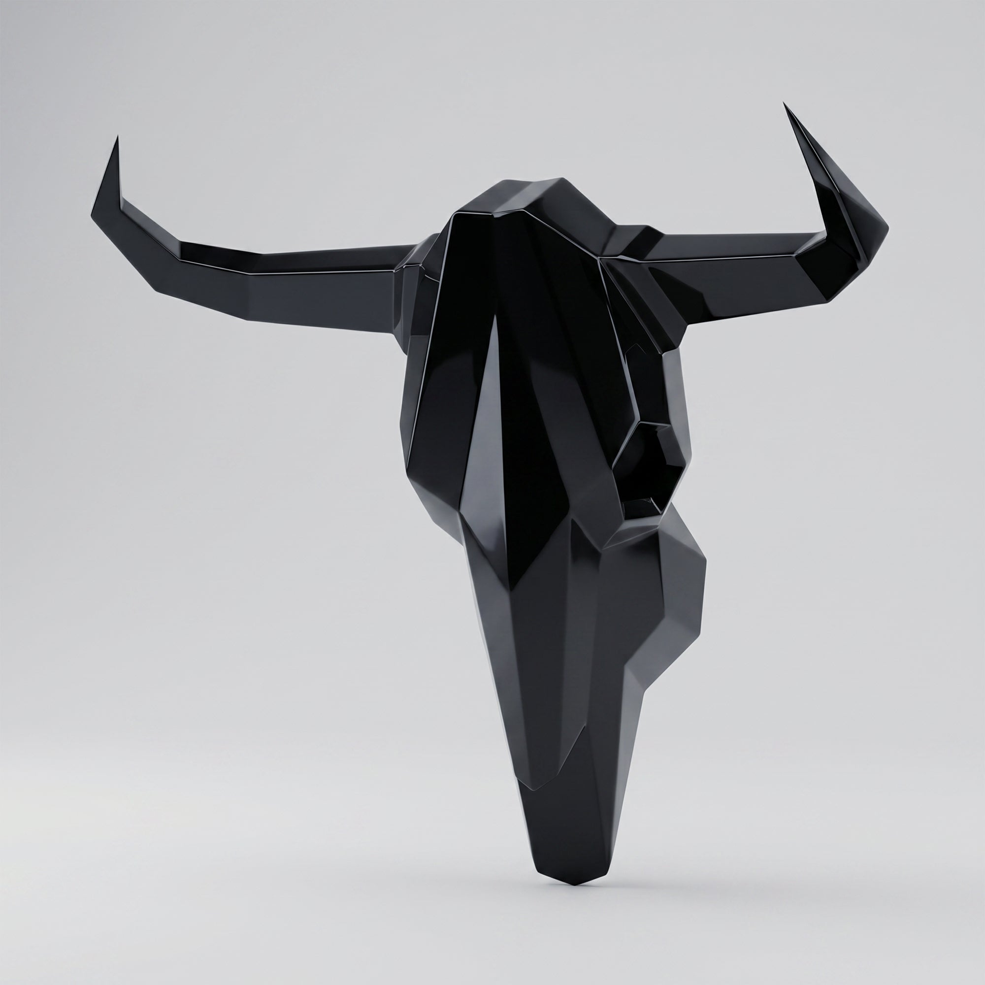 Sculpture Crâne de Bovin Murale Facettée - Sculpture Origami