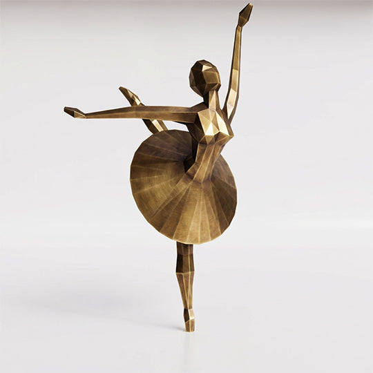 Grande Sculpture Danseuse Ballet Facettée - Sculpture Origami