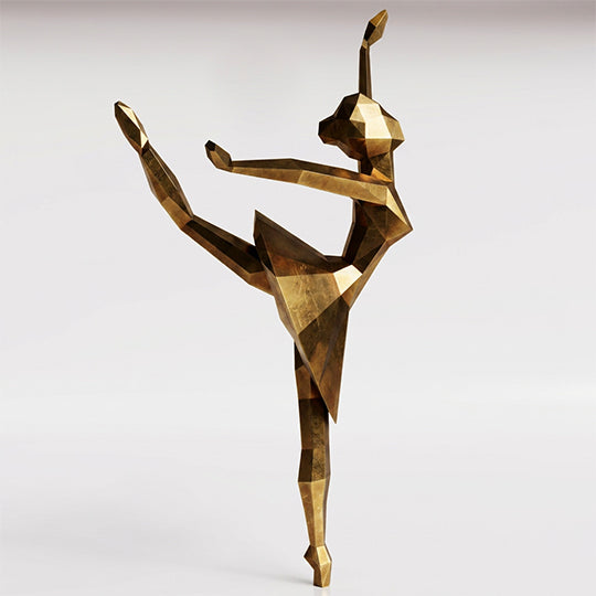 Grande Sculpture Danseuse Ballet Facettée - Sculpture Origami