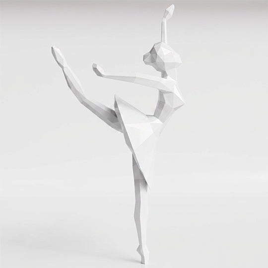 Grande Sculpture Danseuse Ballet Facettée - Sculpture Origami