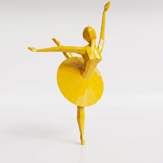 Grande Sculpture Danseuse Ballet Facettée - Sculpture Origami