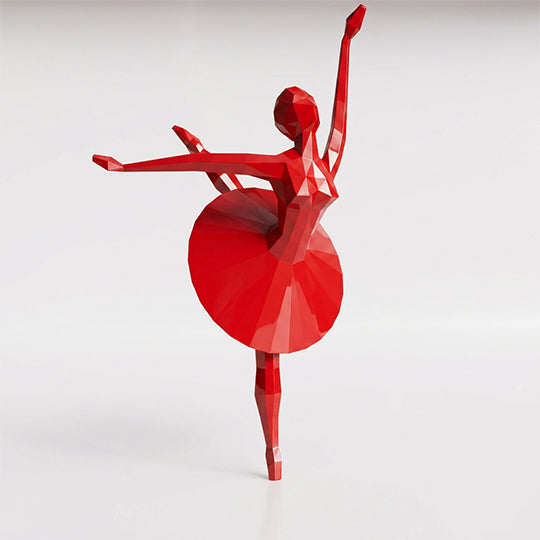 Grande Sculpture Danseuse Ballet Facettée - Sculpture Origami