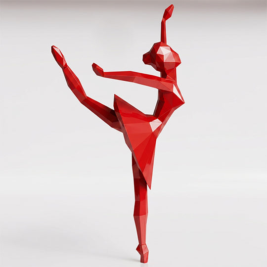 Grande Sculpture Danseuse Ballet Facettée - Sculpture Origami
