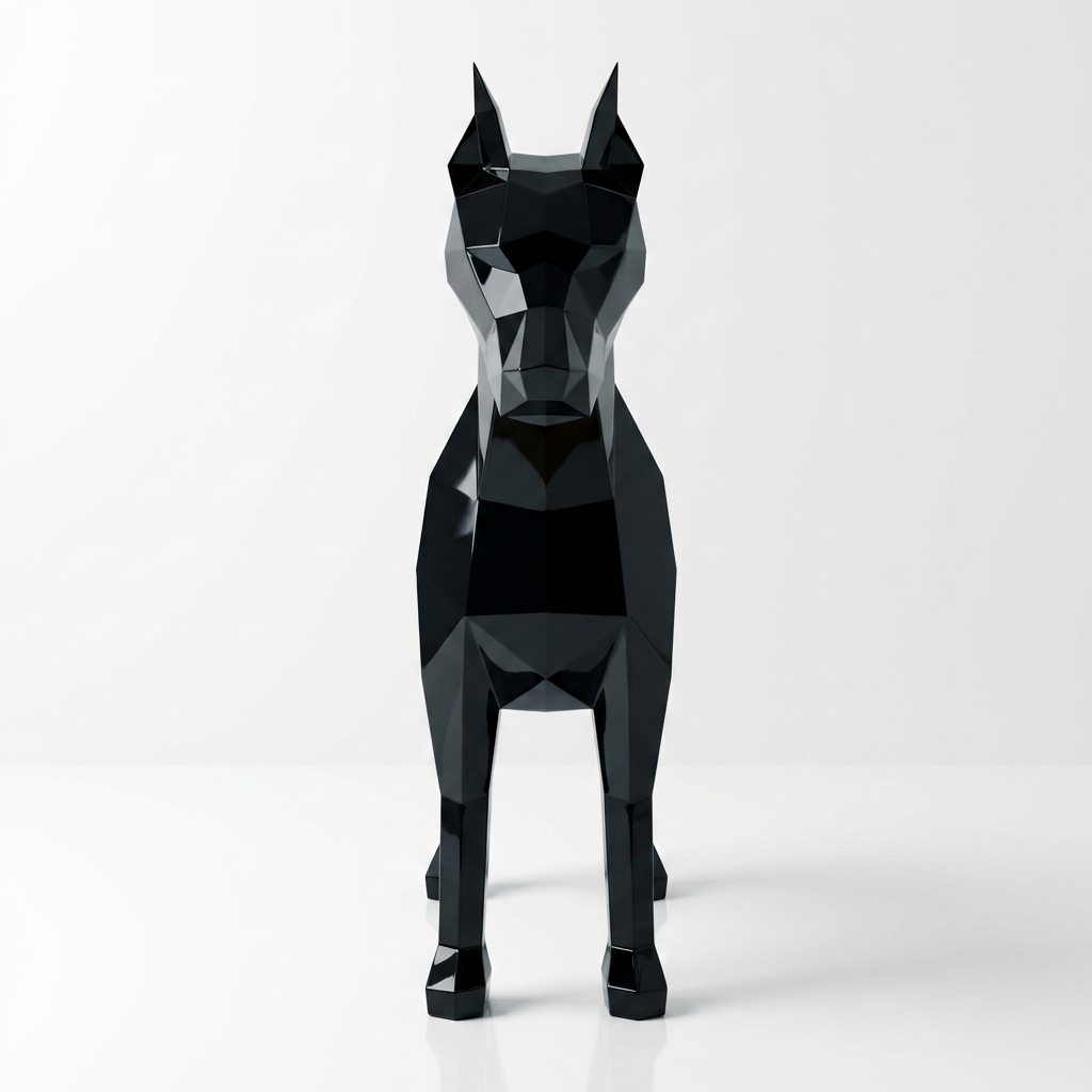 Grande Sculpture Doberman Polygone - Sculpture Origami