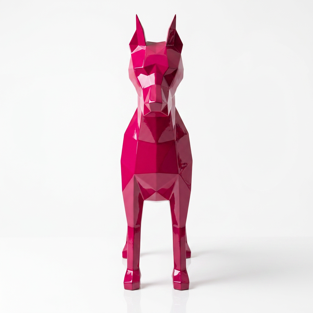 Sculpture Doberman Origami Facette - Sculpture Origami
