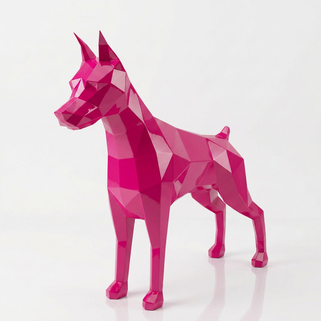 Sculpture Doberman Origami Facette - Sculpture Origami
