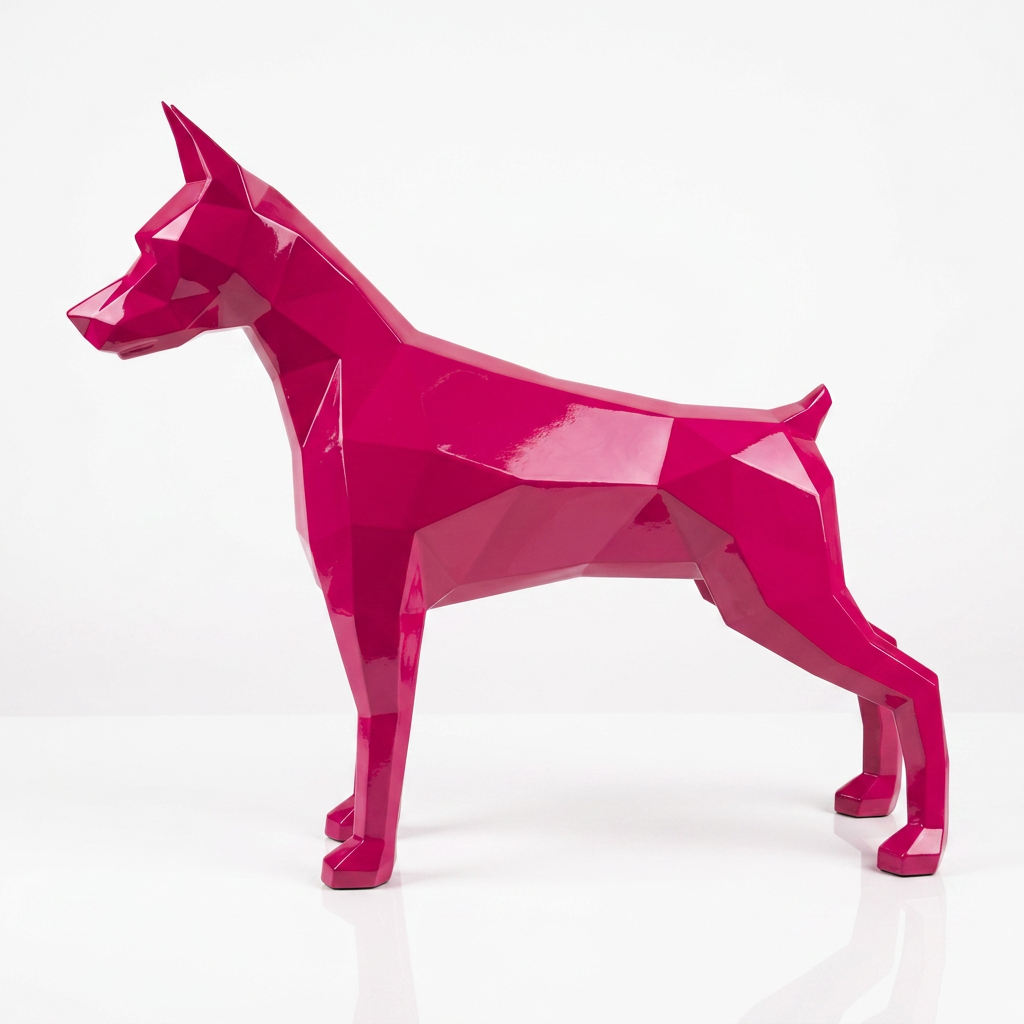 Grande Sculpture Doberman Polygone - Sculpture Origami