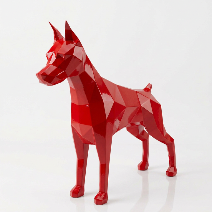Sculpture Doberman Origami Facette - Sculpture Origami