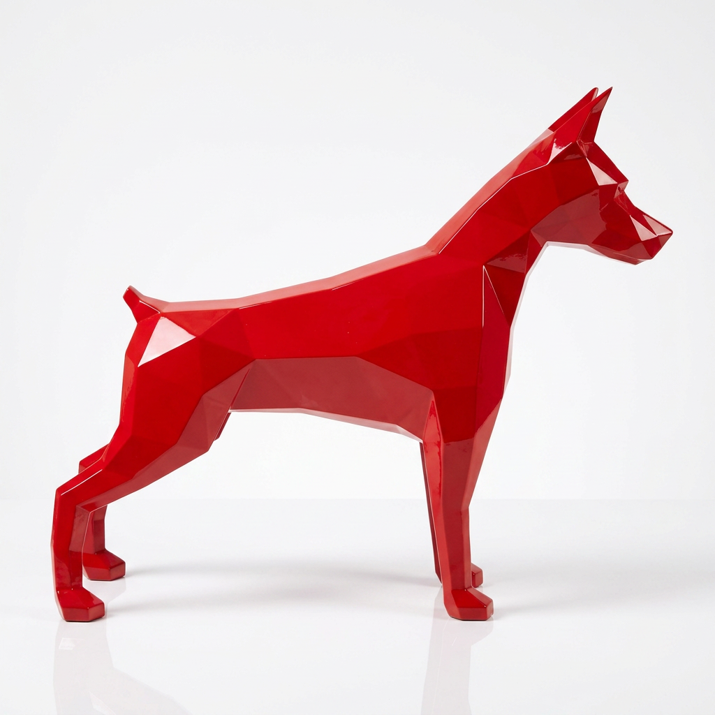 Sculpture Doberman Origami Facette - Sculpture Origami