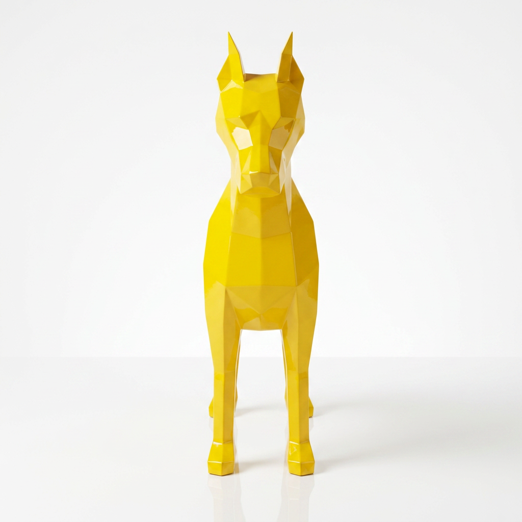 Sculpture Doberman Origami Facette - Sculpture Origami